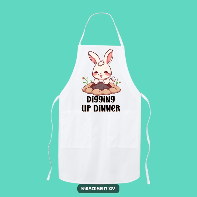 Funny Rabbit Digging Apron: Joyful Bunny Chef Gift for Playful Cooking