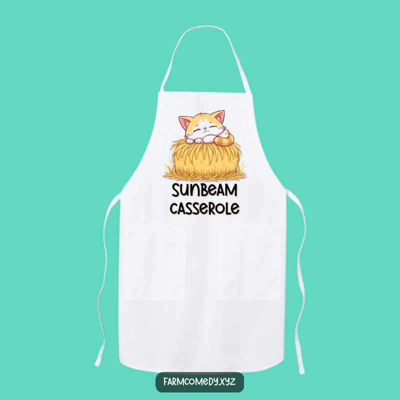 Funny Cat Sunbeam Nap Apron: Cozy Feline Chef Gift for Relaxed Cooking