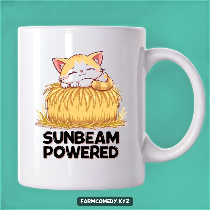 Funny Cat Sunbeam Nap Mug: Cozy Feline Hay Bale Comfort Gift for Cat Lovers