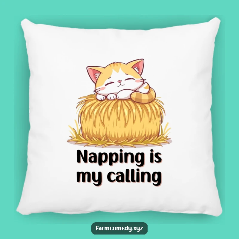 Funny Cat Sunbeam Nap Pillow: Cozy Feline Comfort & Hay Bale Decor