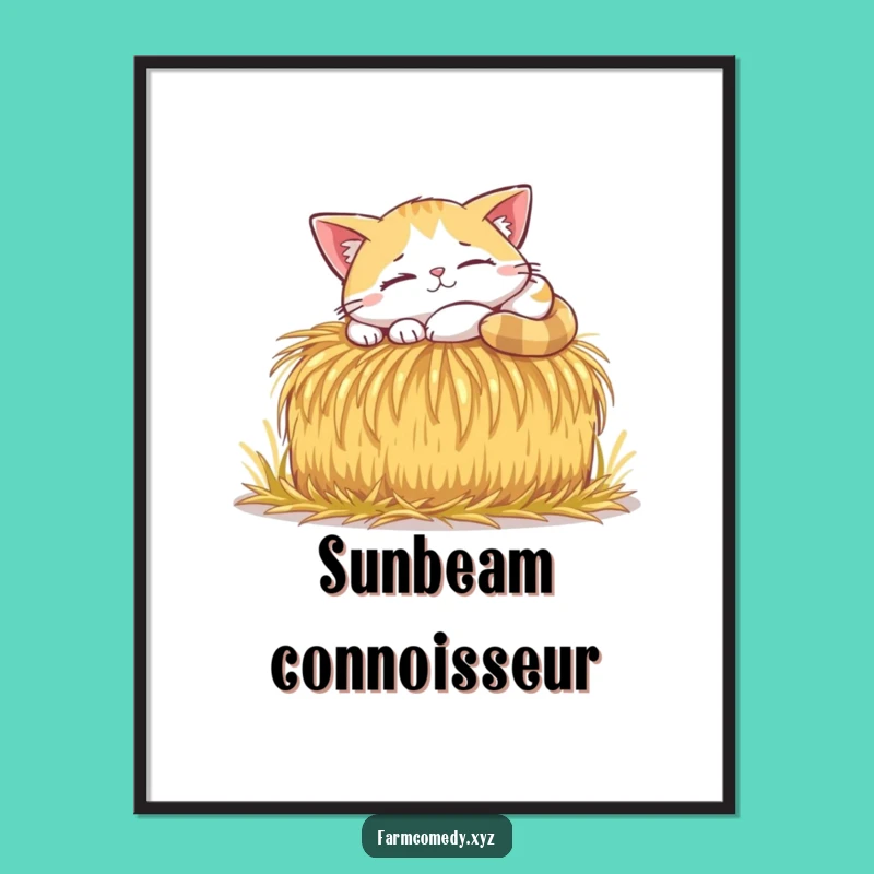 Funny Cat Sunbeam Nap Poster: Cozy Feline Art & Relaxing Gift Idea