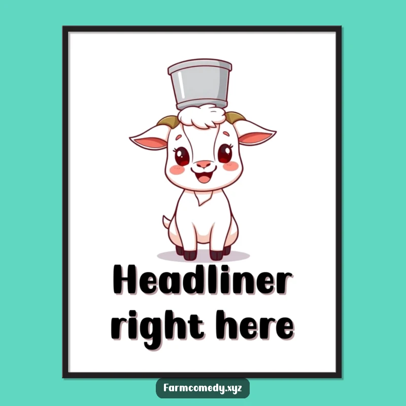 Funny Goat Balancing Bucket Poster: Hilarious Farm Animal Wall Art & Gift Idea
