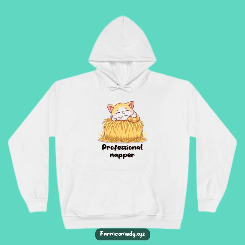 Funny Cat Sunbeam Nap Hoodie: Cozy Feline Hay Bale Comfort Gift