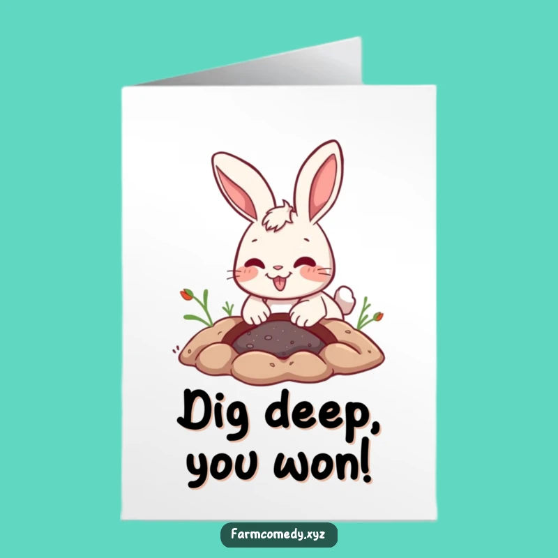 Free Printable Rabbit Congrats Card: Joyful Digger Downloadable Success!