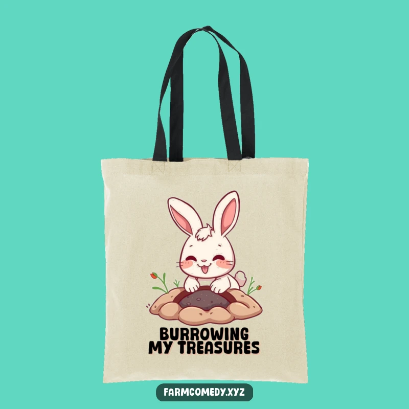 Funny Rabbit Digging Tote Bag: Joyful Bunny Hole Digger Carry-All